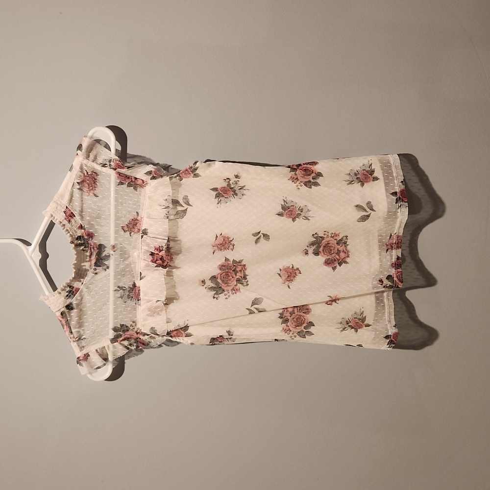 Floral blouse with lace overlay